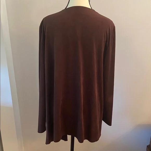 Joseph Ribkoff size 14 dark brown open front suede jacket - Picture 5 of 7